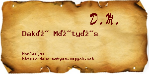 Dakó Mátyás névjegykártya